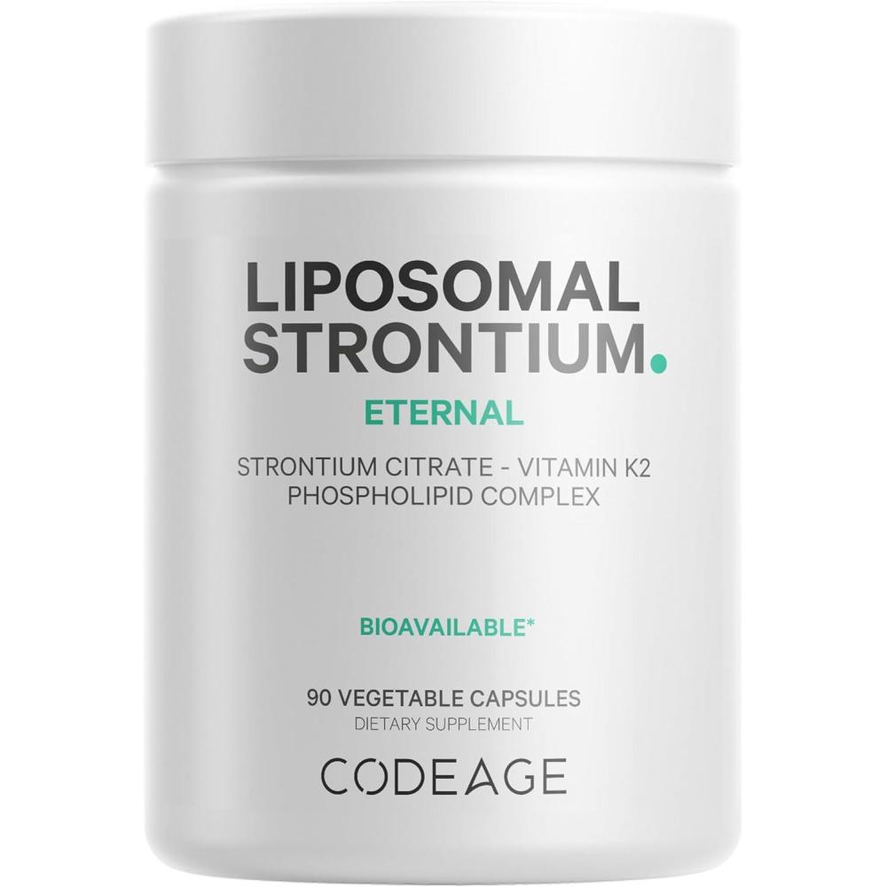 image:imageCodeage Liposomal Strontium Supplement Strontium Citrate Vitamin K2 MK7 Liposomal Delivery NonGMO GlutenFree 90 Capsules