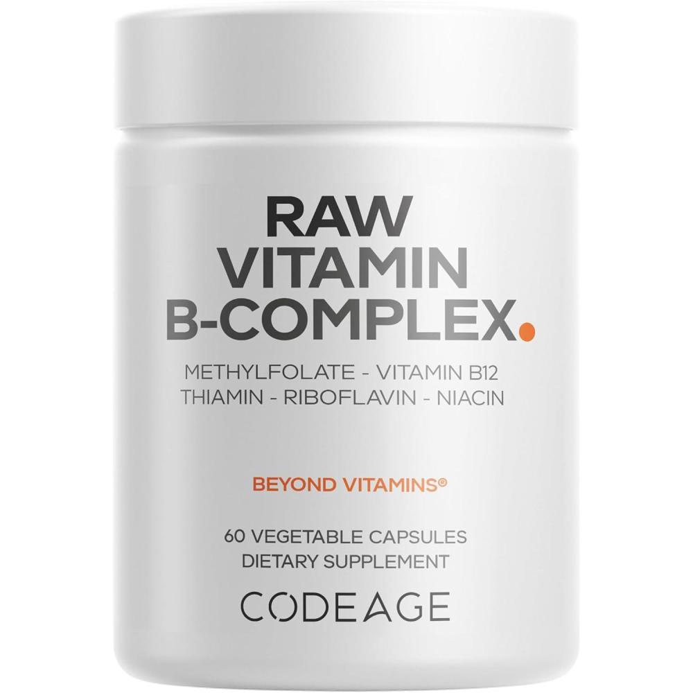 image:imageCodeage Raw Vitamin BComplex Supplement Essential B Vitamins with Probiotics Digestive Enzymes Fruits amp Vegetables 2Month Supply Methylfolate Biotin Vitamin B12 NonGMO 60 Capsules