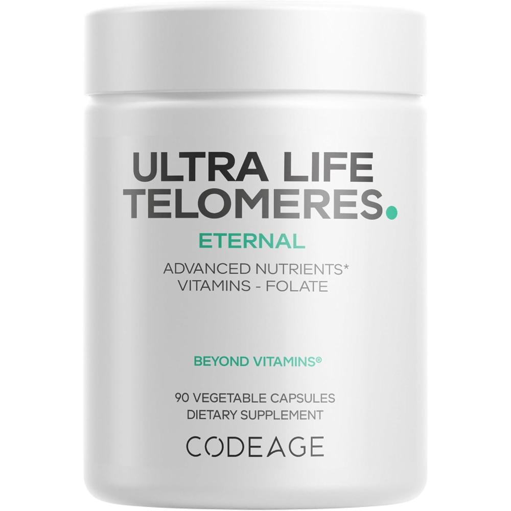 image:imageCodeage Ultra Life Telomeres Supplement 5 MTHF Folate Vitamin B9 Vitamin B12 Methylcobalamin Vitamin D3 LTheanine Ashwagandha 3Month Supply DNA Methylation Cycle NonGMO 90 Capsules