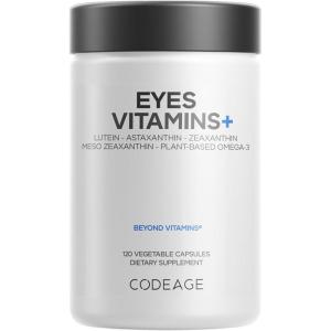 Codeage Eyes Vitamins – AREDS 2 Based Formula Supplement – 2-Month Supply – Vitamins A, C, E, Zinc, Lutein, Astaxanthin, Zeaxanthin, Eyebright, Marigold, Bilberry, Saffron, Omega-3-120 Capsules
