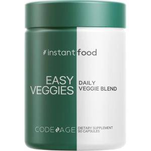 Codeage Instantfood Easy Veggies, Over 15 Vegetable Powders Equivalent All-in-One, Daily Vegan Blend, Whole Food Greens Vitamins Supplement Capsules, Phytonutrients Multivitamin, Non-GMO, 90 Capsules