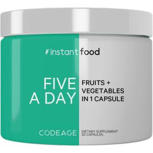 Codeage Instantfood Five A Day – Fruits & Vegetables Capsule Supplement – Whole Food Phytonutrients – 15 Fruits and Veggies Blend – Vegan, Non-GMO – 30 Capsules