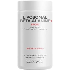 Codeage Liposomal Beta-Alanine Supplement – CarnoSyn Beta-Alanine – 2-Month Supply – Liposomal Delivery – Pre Workout, Post Workout and Sport Supplementation – Non-GMO – 180 Capsules