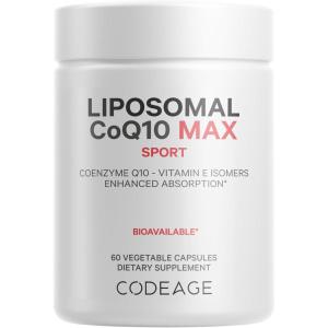 Codeage Liposomal CoQ10 Max Supplement – 250 mg Coenzyme Q10 with Vitamin E Isomers Tocopherols – 2-Month Supply – 1 Capsule Per Serving – Liposomal Delivery – Non-GMO, Gluten-Free – 60 Capsules