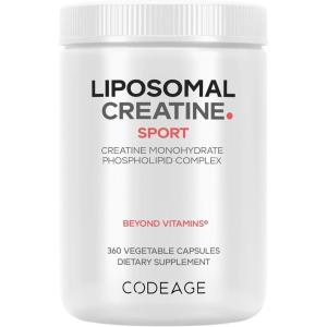 Codeage Liposomal Creatine Monohydrate Supplement, Pure Creatine 2500mg – 3 Months Supply, Micronized, Creatinine Muscles Sports Nutrition and Athletes, Non-GMO – 360 Capsules