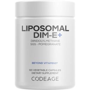 Codeage Liposomal DIM Supplement – 4 Months Supply of DIM Vitamins and SGS, Pomegranate, Broccoli, Vitamin E Isomers Tocopherols Alpha Beta Gamma Delta – Liposomal Formula – Gluten-Free – 120 Capsules