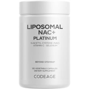 Codeage Liposomal NAC+ Platinum – N-Acetyl L-Cysteine, Vitamin C, Alpha Lipoic Acid, Selenium – 2-Month Supply – Helix Liposomal Delivery – Phospholipid – Non-GMO NAC Dietary Supplement – 120 Capsules