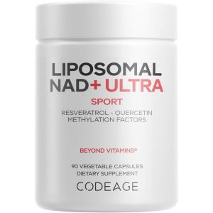 Codeage Liposomal NAD+ with Resveratrol & Vitamin B – NAD Plus Ultra for Energy & Healthy Aging Support – NAD Vitamin Supplement with Quercetin, Betaine, Riboflavin – Bioavailable – 90 Capsules