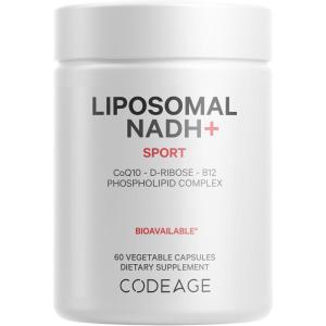 Codeage Liposomal NADH+ Supplement – NADH, Vitamin B12, D-Ribose as Bioenergy Ribose, CoQ10-2-Month Supply – Liposomal Delivery – β-Nicotinamide Adenine Dinucleotide Pills – Non-GMO – 60 Capsules