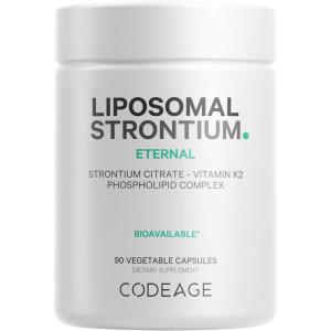 Codeage Liposomal Strontium Supplement – Strontium Citrate, Vitamin K2 MK-7, Liposomal Delivery, Non-GMO, Gluten-Free – 90 Capsules