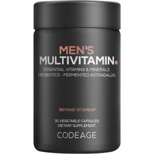 Codeage Men’s Multivitamin – Daily Vitamins for Men with Vitamin A, C, D3, E, B12, Magnesium, Zinc, Iron, Chromium, Probiotics, Astragalus & More – 1 Capsule Per Serving – 30 Capsules