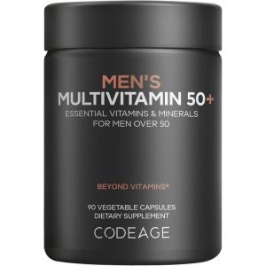 Codeage Men’s Multivitamin 50+ Supplement – Essential Vitamins for Men Over 50 Years Old, Minerals, CoQ10, Turmeric, Saw Palmetto, Maca, Panax Ginseng, Probiotics & Botanicals – Non-GMO – 90 Capsules