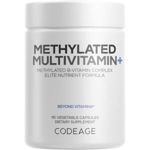 Codeage Methylated Multivitamin Supplement – B-Vitamin, Vitamins A, C, D, E, K2, B12 Methylcobalamin – L-Methylfolate – Magnesium, CoQ10, DIM, Probiotics, Benfotiamine, Lithium, Calcium – 90 Capsules