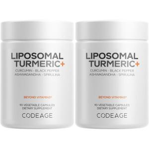 Codeage Organic Turmeric Supplement – 95% Curcumin Extract Pills – Liposomal Fermented Botanical Blend Black Pepper, Ashwagandha, Ginger, Stephania, Boswelia, Cumin, Digestive Bitters – 90 Capsules(2)