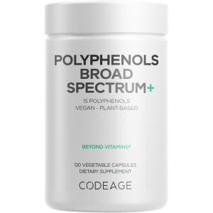 Codeage Polyphenols Broad Spectrum Supplement – Blend of 15 Berries, Fruits, and Botanical Extracts, Decaf Green Tea Leaf, Quercetin, Resveratrol, Pomegranate, Turmeric – Non-GMO – 120 Capsules