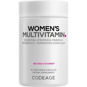 Codeage Women’s Multivitamin – Vitamins A, C, D3, E, B6, B12, Folate, Calcium, Magnesium, Iron, Dong Quai, Probiotics – 1 Capsule Per Serving – Daily Vitamin Pills for Women – Non-GMO – 30 Capsules