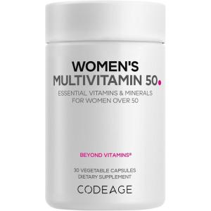 Codeage Women’s Multivitamin 50 – Essential Vitamins for Women Over 50, Methylated Folate, Magnesium, Selenium, Vitamin B6, B12, D3 Antioxidants – 1 Pill Per Serving – Gluten-Free – 30 Capsules