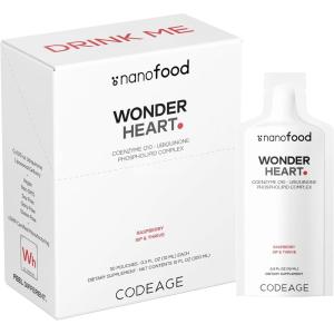 Codeage Wonder Heart Liquid CoQ10 Liposomal Ubiquinone Supplement, Coenzyme Q10 Heart Vitamins, Non-GMO Sunflower Phosphatidylcholine Vegan Blend, Raspberry Flavored Softgel, Pack of 30 Pouches