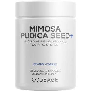 Codeage Organic Mimosa Pudica Seed Capsules – Mimosa Pudica Seeds Supplement – Black Walnut, Cloves, Vidanga, Neem, BioPerine – All in One – Sensitive Plant Pills – Non-GMO & Vegan – 120 Capsules