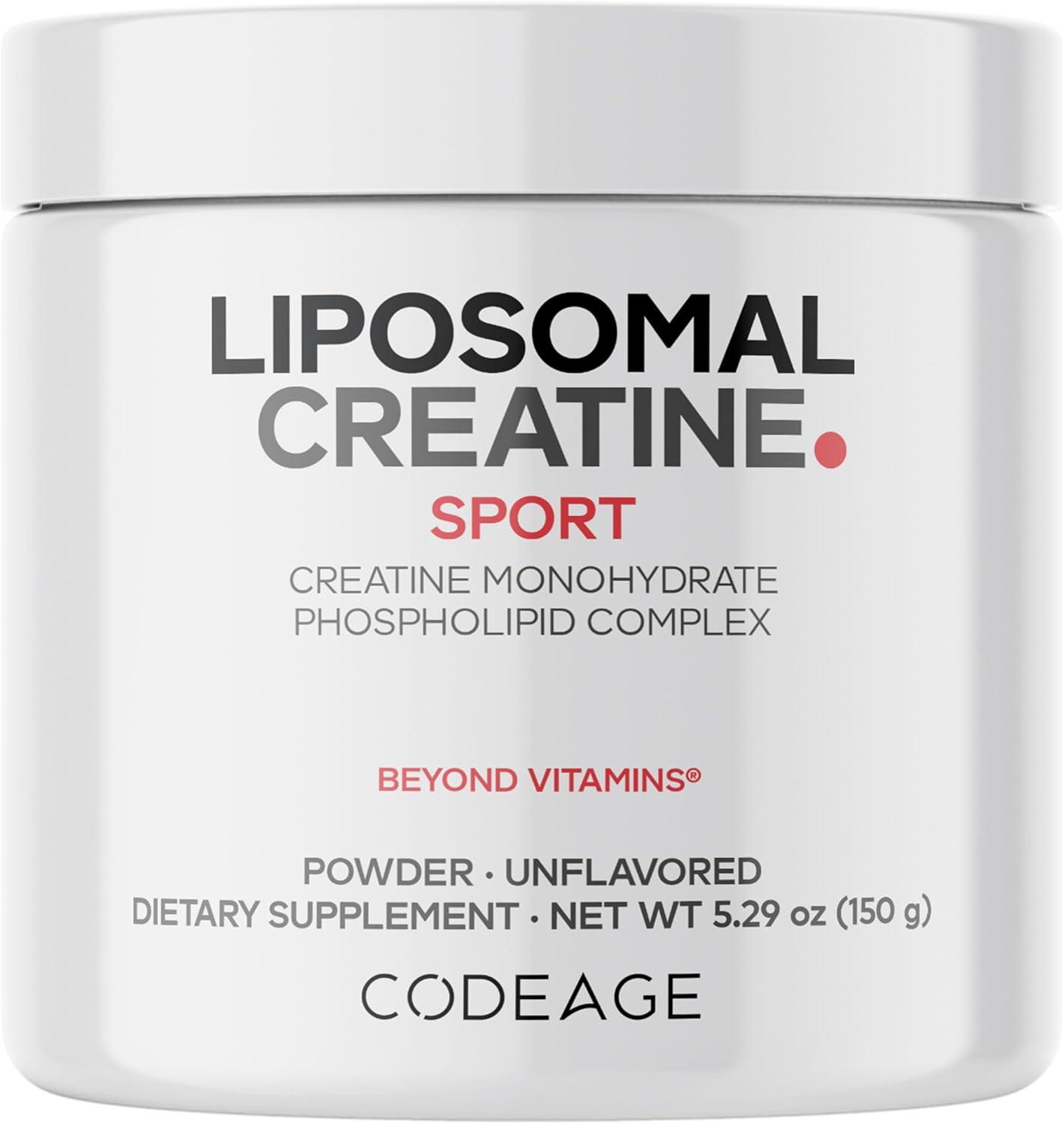 image:imageCodeage Liposomal Creatine Powder Supplement Pure Creatine Monohydrate 5000mg Pre Workout amp Post Workouts Unflavored Creatine Micronized Creatine Powder Creatinine for Sports 30 ServingsPowder