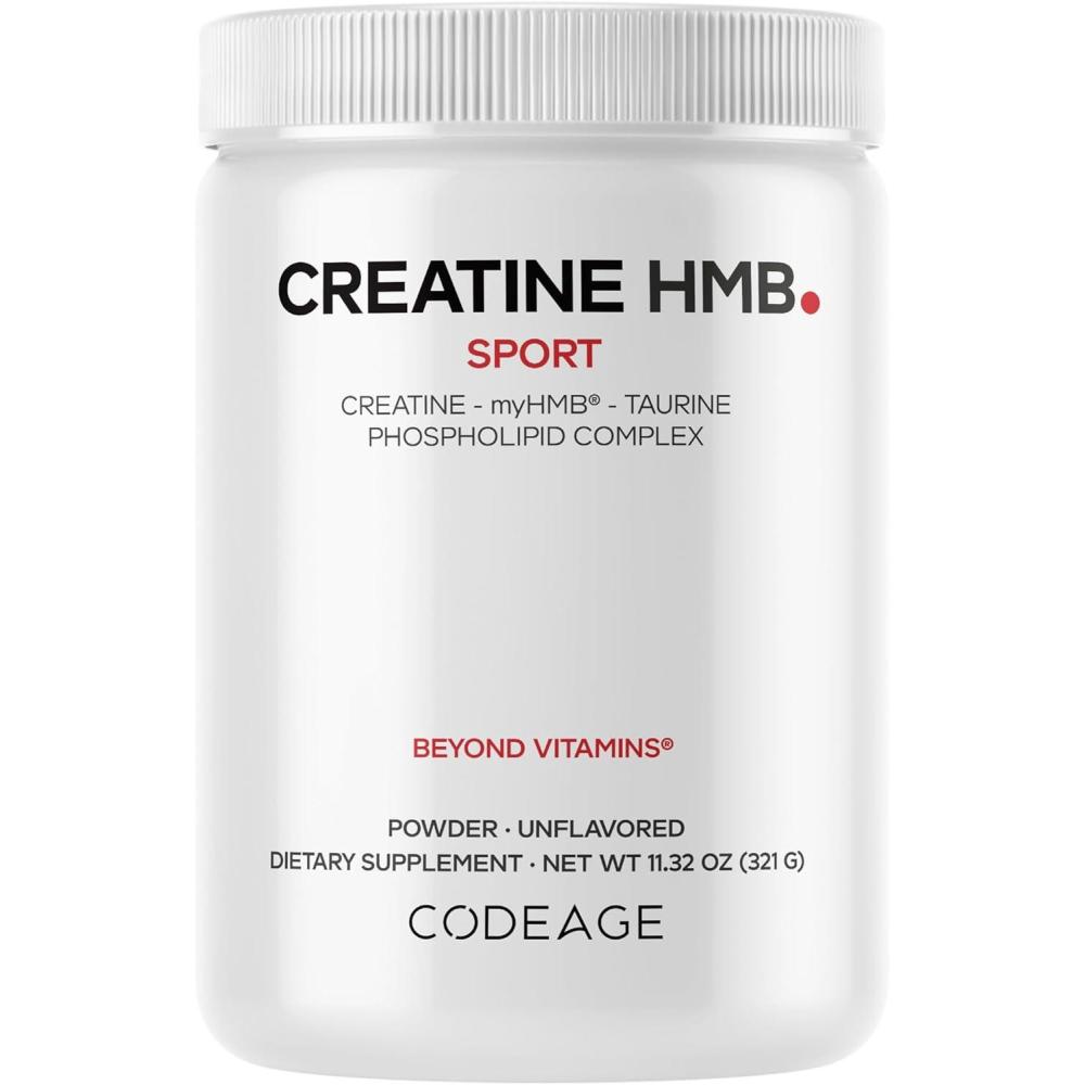 image:imageCodeage Creatine HMB Powder Creatine Monohydrate Taurine myHMB Supplement Vitamin D3 Sports Support Supplement Liposomal Delivery NonGMO Unflavored 1132 oz