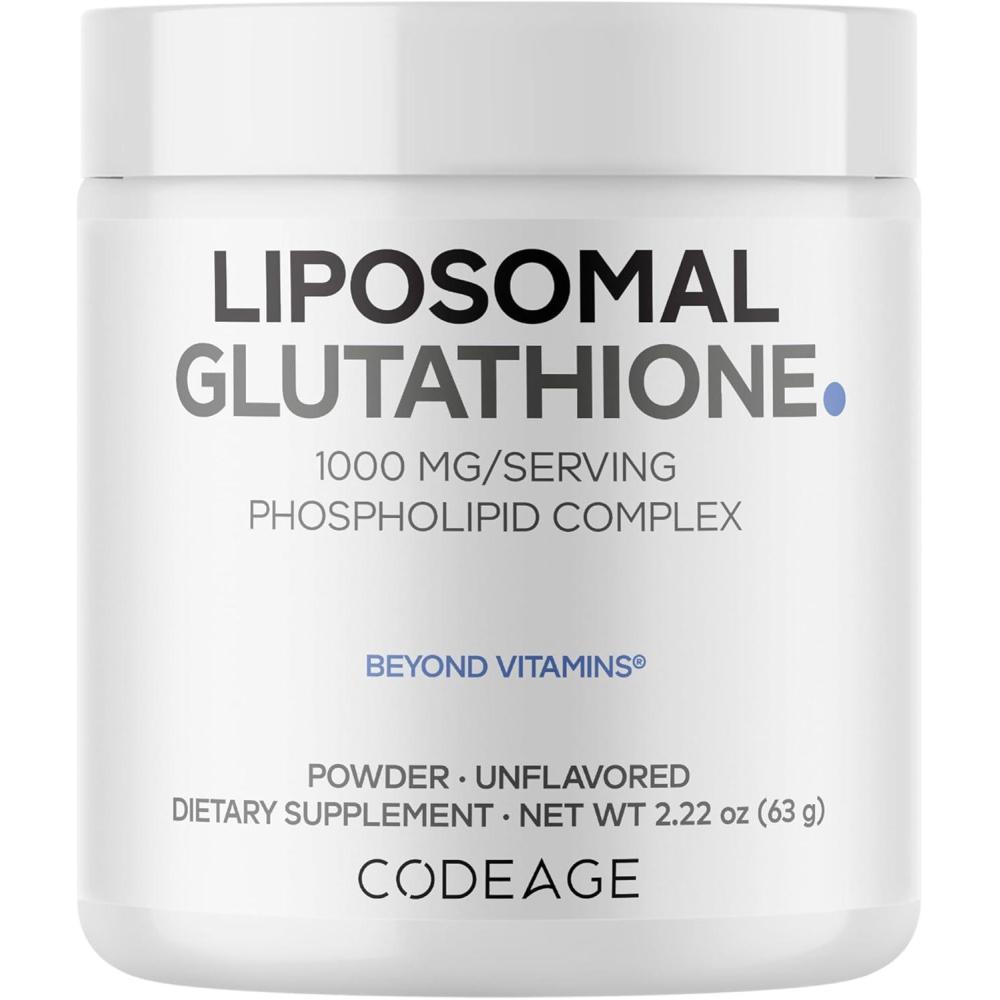 image:imageCodeage Liposomal Glutathione Powder 1000 mg Vegan Reduced LGlutathione per Serving Liposomal Delivery 2Month Supply Unflavored Phospholipid NonGMO GlutenFree 222 Oz