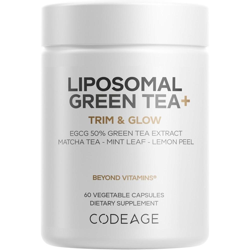 image:imageCodeage Liposomal Green Tea EGCG 50 Green Tea Extract Organic Matcha Green Powder Peppermint Leaf Lemon Peel Liposomal Delivery Vegan Pils Supplement NonGMO 60 Capsules