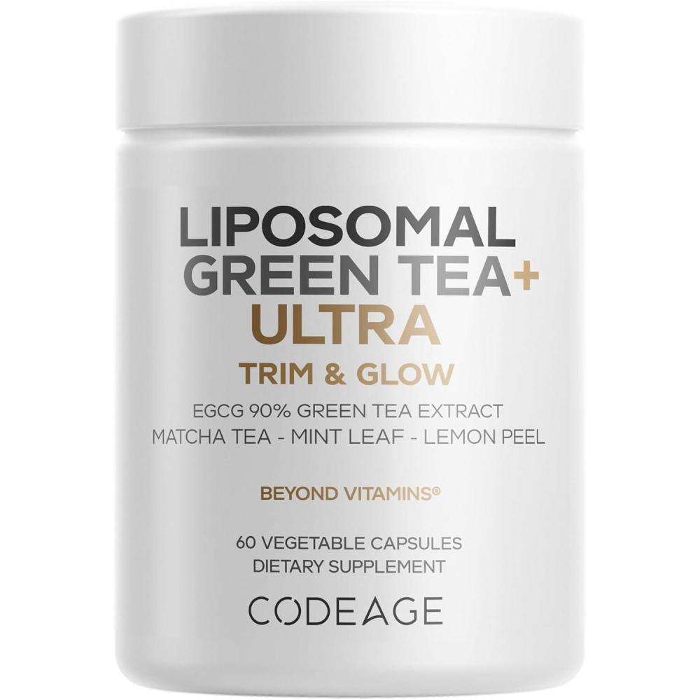 image:imageCodeage Liposomal Green Tea Ultra Potency EGCG 90 Green Tea Extract Organic Matcha Green Powder Peppermint Lemon Peel Vegan NonGMO GlutenFree Liposomal Delivery 60 Capsules