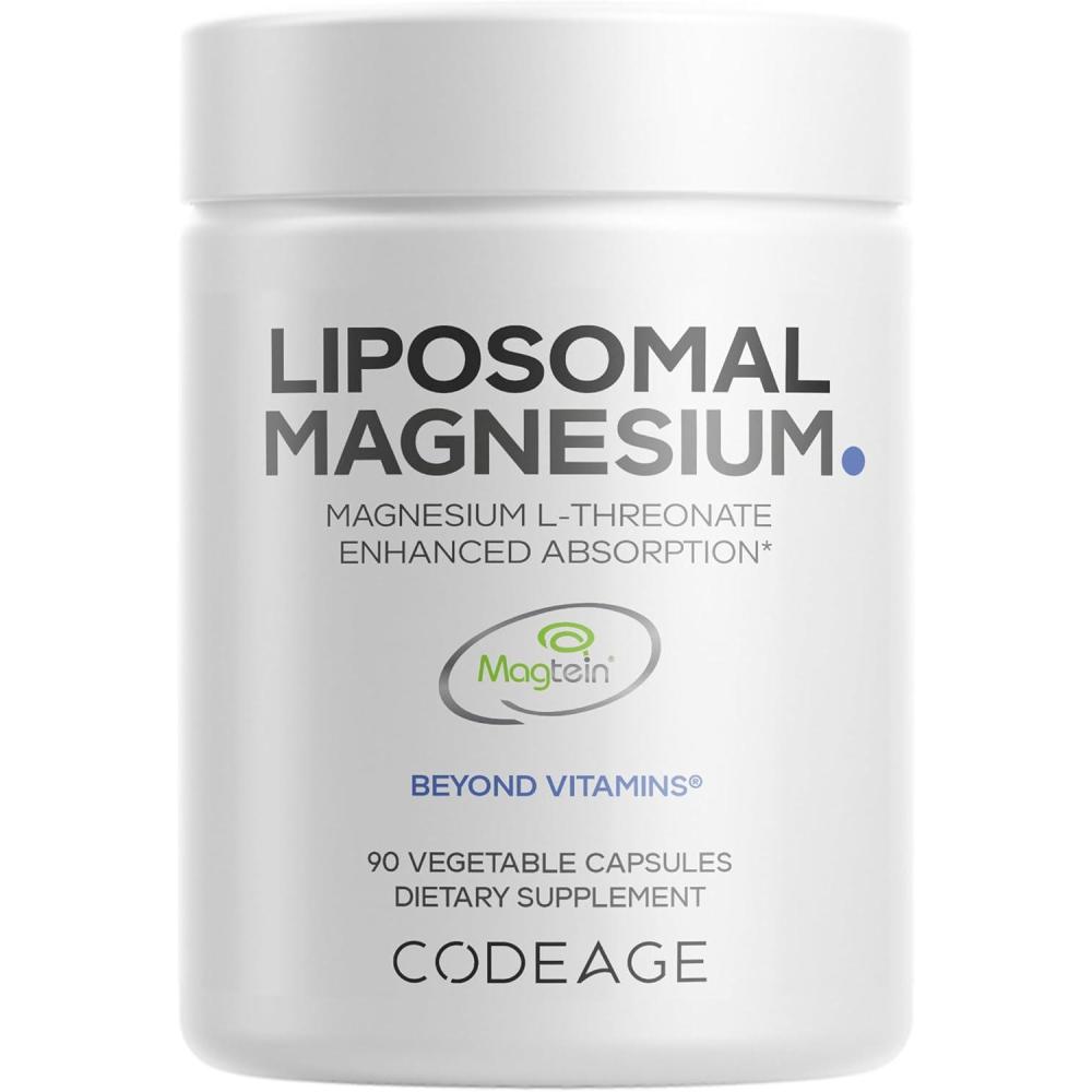 image:imageCodeage Liposomal Magnesium LThreonate Supplement Patented Magtein Magnesium Threonate for Brain Health Memory and Cognitive Function Support Bioavailable NonGMO 90 Capsules