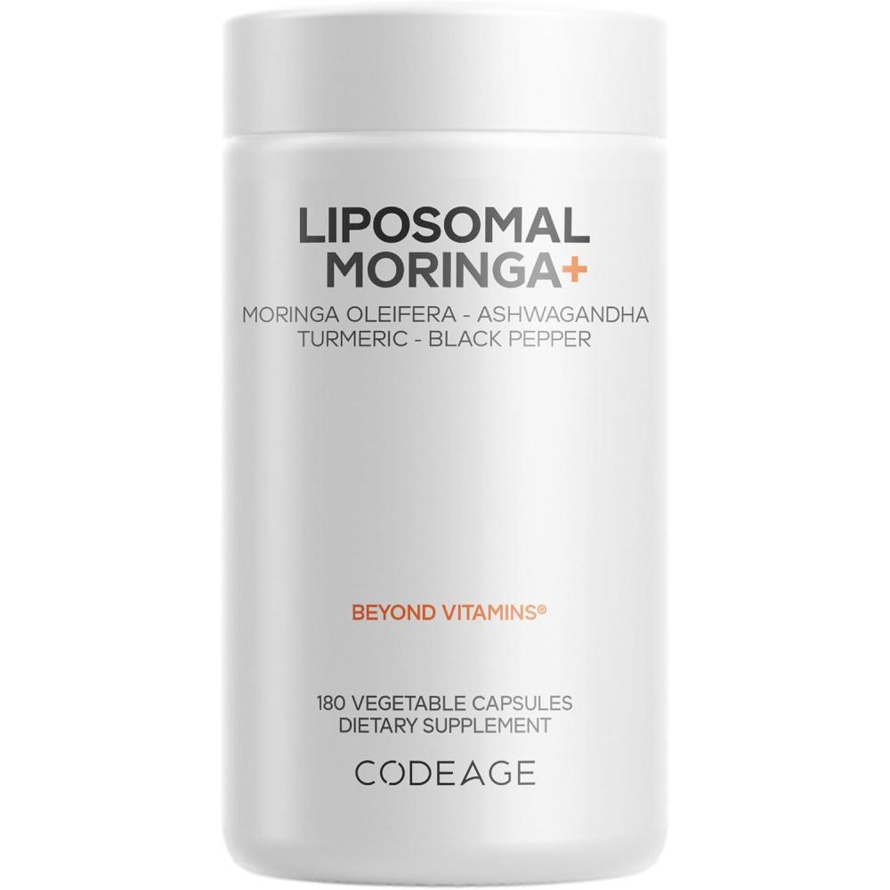 image:imageCodeage Liposomal Moringa Supplement 400mg Moringa 501 Extract Turmeric Ashwagandha Black Pepper 3Month Supply Vegan Moringa Powder 180 Capsules