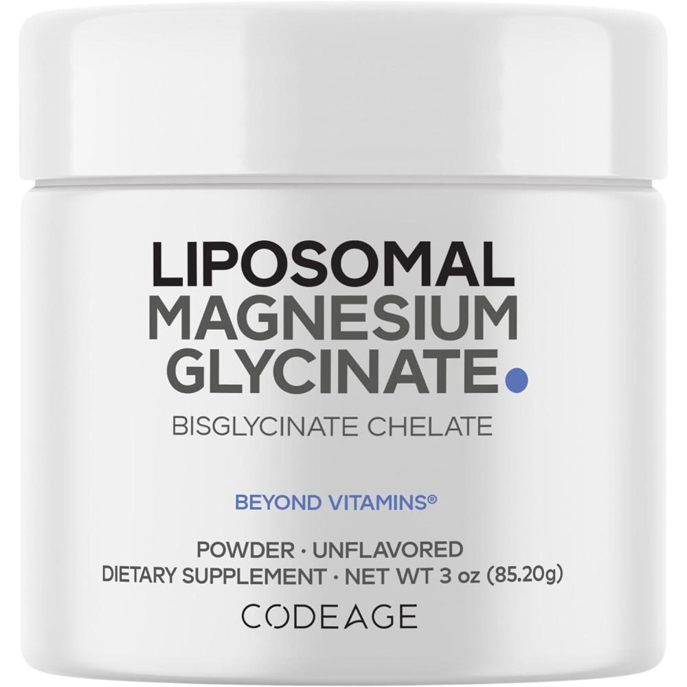 image:imageCodeage Magnesium Glycinate Powder Supplement 2Month Supply Bisglycinate Magnesium Chelate Unflavored Liposomal Delivery Chelated Magnesium Powder Mineral NonGMO Vegan 3 oz