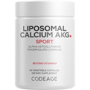 Codeage Liposomal Calcium AKG Supplement – Calcium Alpha-Ketoglutarate – 2-Month Supply – Liposomal Delivery – 1 Capsule Per Serving – Non-GMO, Gluten-Free – 60 Capsules