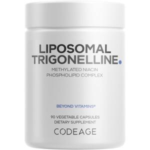 Codeage Liposomal Trigonelline – 250 mg Per Capsule – 3-Month Supply – Plant-Based Alkaloid – Liposomal Delivery for Bioavailability – Metabolic Health Support – Vegan Nootropic Non-GMO – 90 Capsules