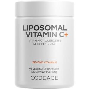 Codeage Liposomal Vitamin C Vitamins with Zinc, Elderberry, Citrus Bioflavonoids Ascorbic Acid, Quercetin & Rose Hips Fruit, Vitamina C Liposomal Supplement Pills – Non-GMO, Vegan – 90 Capsules