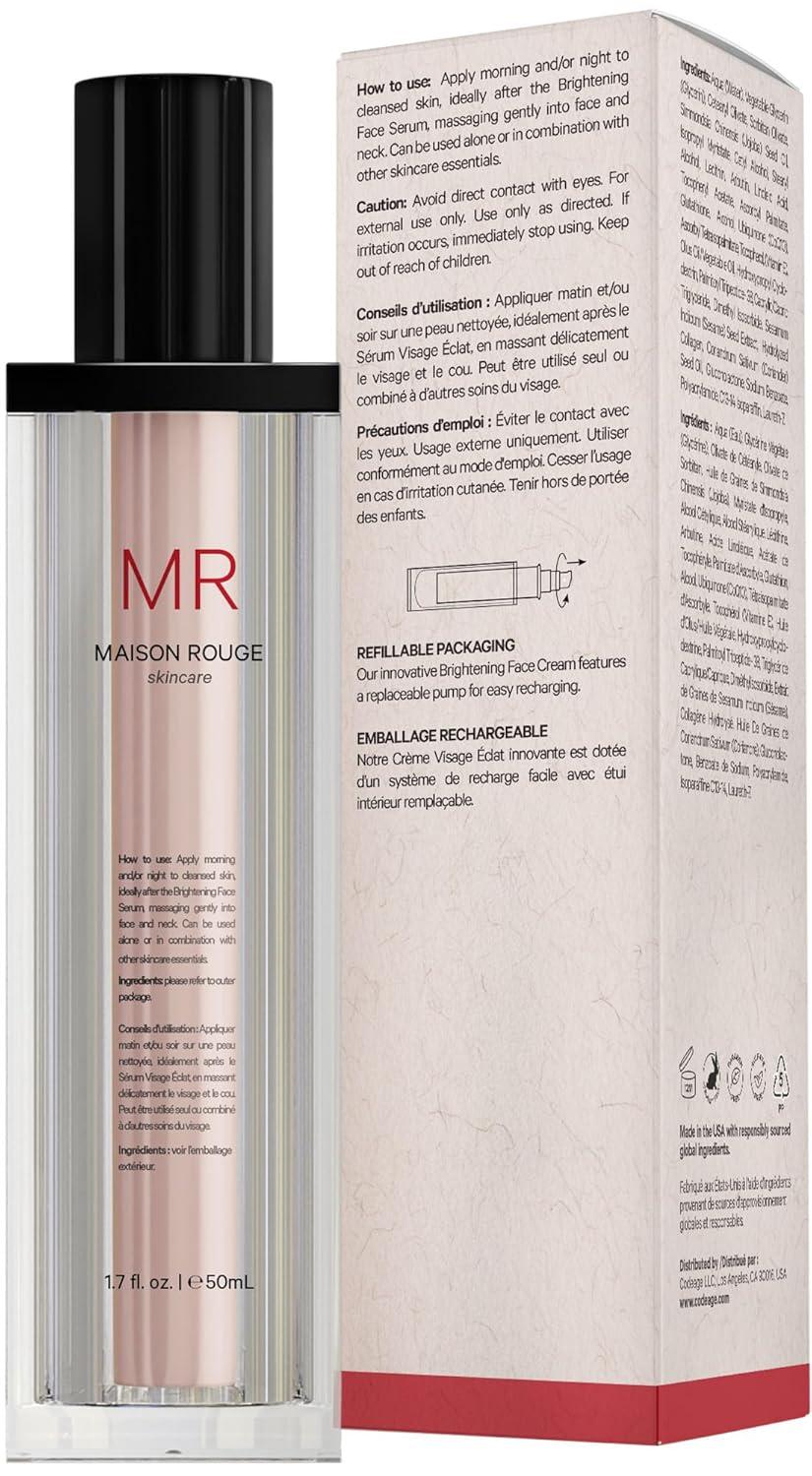 image:imageCodeage Maison Rouge Brightening Face Cream Refill Glutathione Cream Collagen Peptides Vitamin E CoQ10 Radiance amp Antioxidant Complex Paraben and Sulfates Free Skin Care 17 fl ozFace Cream 17 fl oz