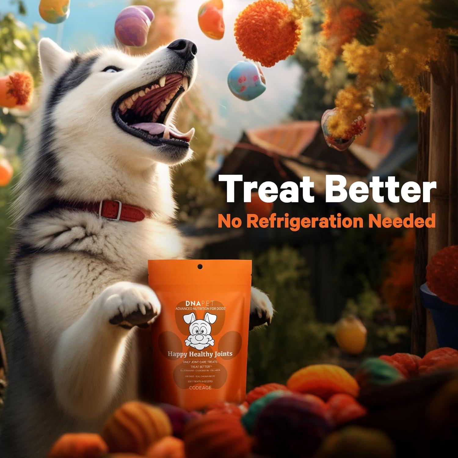 image:imageDNA PET Happy Healthy Joints Treats AirDried Chews for Dogs Natural GrainFree Treats for Training Best Dog Treats Joint Support with Real Chicken Beef Collagen Blueberries 8 Oz