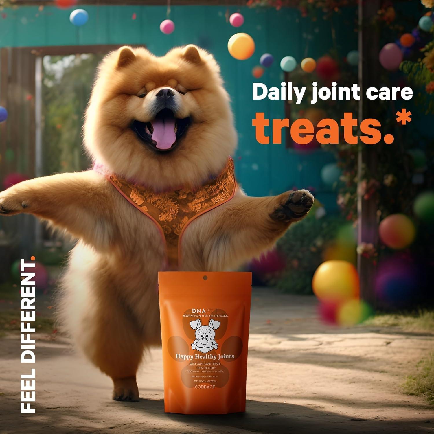 image:imageDNA PET Happy Healthy Joints Treats AirDried Chews for Dogs Natural GrainFree Treats for Training Best Dog Treats Joint Support with Real Chicken Beef Collagen Blueberries 8 Oz