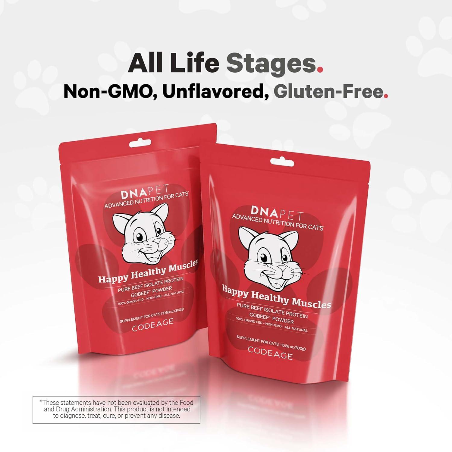image:imageDNA PET Happy Healthy Muscles Supplement for Cats GrassFed Beef Protein Powder Collagen amp Amino AcidRich Pure Beef Isolate Suitable for All Life Stages Unflavored NonGMO 1058 Oz