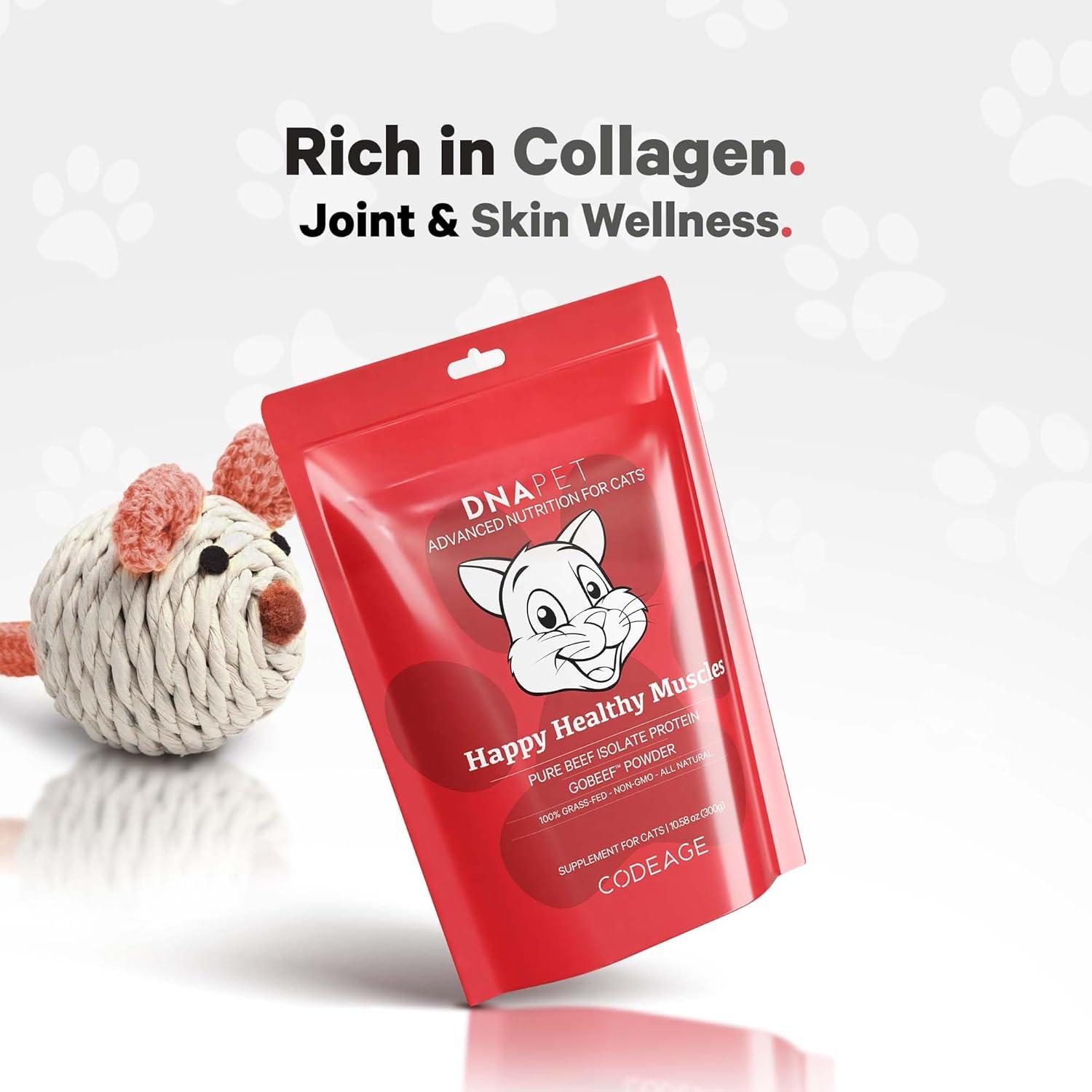image:imageDNA PET Happy Healthy Muscles Supplement for Cats GrassFed Beef Protein Powder Collagen amp Amino AcidRich Pure Beef Isolate Suitable for All Life Stages Unflavored NonGMO 1058 Oz