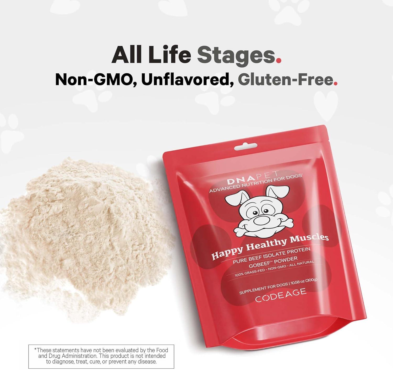 image:imageDNA PET Happy Healthy Muscles Supplement for Dogs GrassFed Beef Protein Powder Rich in Collagen and Amino Acids Pure Beef Isolate Protein All Life Stages Unflavored amp NonGMO 1058 Oz