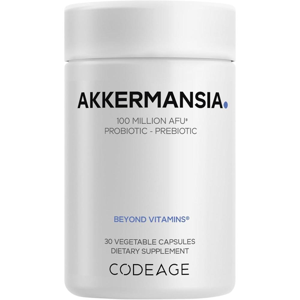 image:imageCodeage Akkermansia Synbiotic Supplement 100 Million AFU Akkermansia Probiotic amp Chicory Inulin Prebiotic Chicory Root 1 Capsule Per Serving NonGMO GlutenFree 30 Capsules