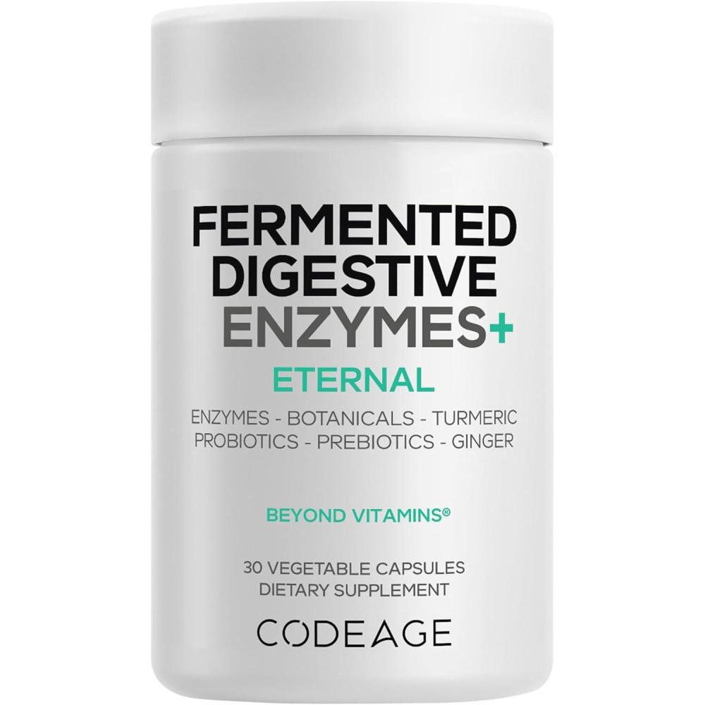 image:imageCodeage Fermented Digestive Enzymes Supplement 14 Digestive Enzymes Probiotics Prebiotics Fermented Botanicals PlantBased Multi Pancreatic Enzymes 1 Capsule a Day 30 Capsules