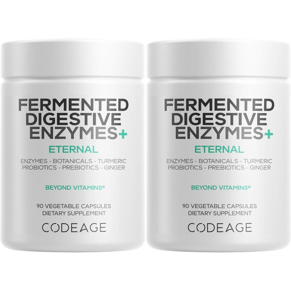 image:imageCodeage Fermented Digestive Enzymes Supplement 3Month Supply 14 Digestive Enzymes Probiotics Prebiotics Fermented Botanicals PlantBased Multi Pancreatic Enzymes 1 Capsule a Day 90 Capsules90 Count Pack of 2