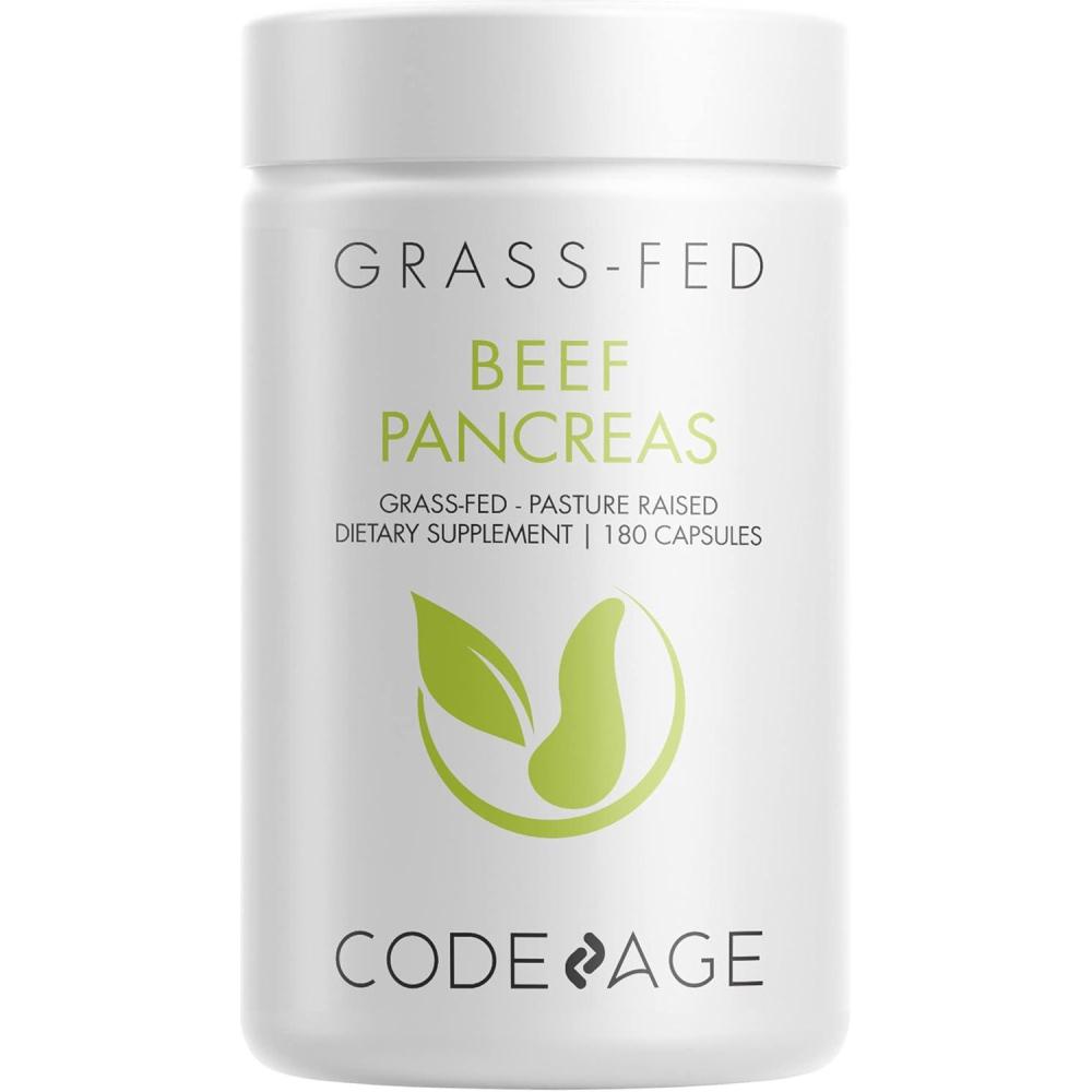 image:imageCodeage Grass Fed Beef Pancreas Supplement Glandulars Freeze Dried NonDefatted Desiccated Beef Pancreas Pills Pancreatic Enzymes Diet Meat Pasture Raised Bovine Vitamins 180 Capsules