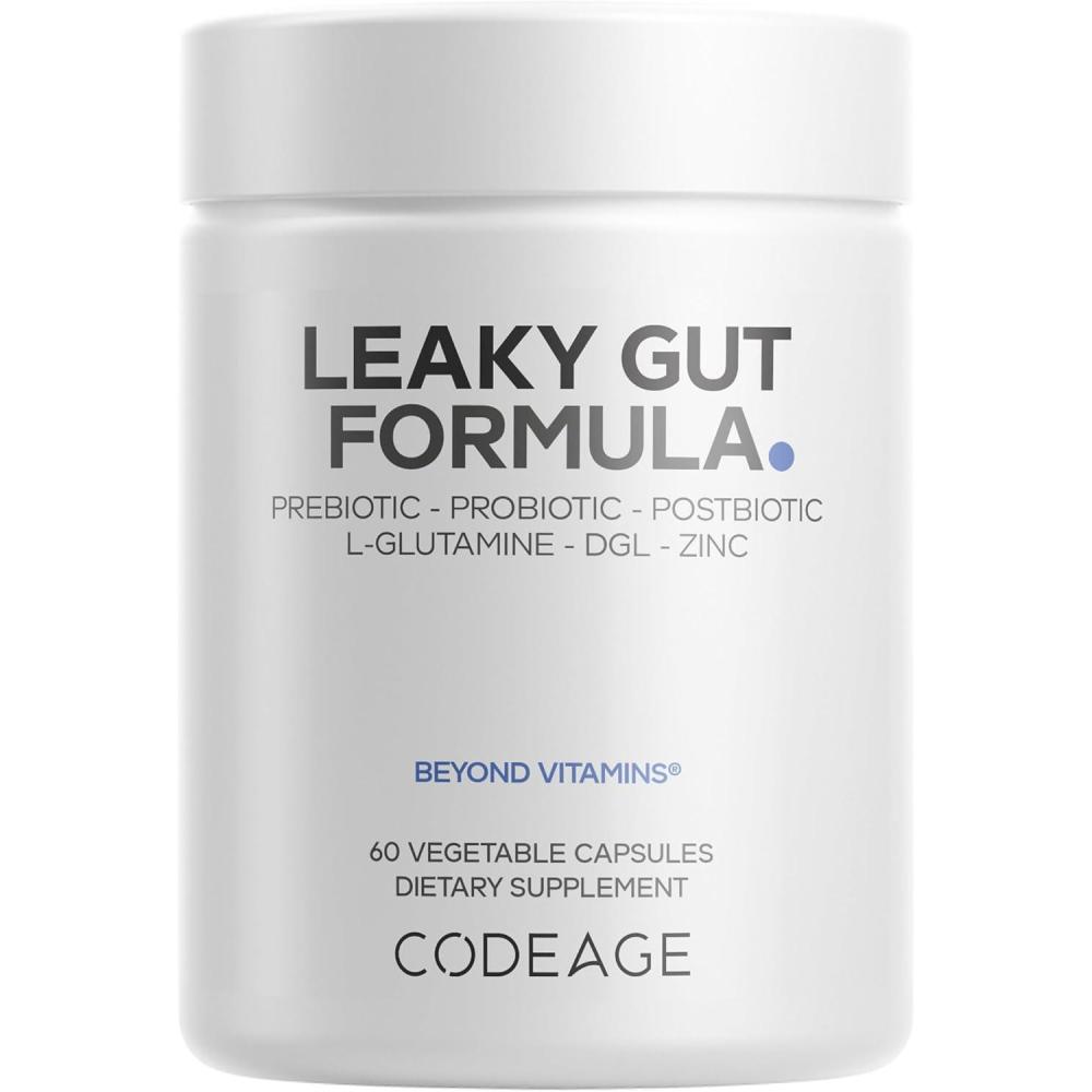 image:imageCodeage Leaky Gut Supplement LGlutamine NAcetylglucosamine Probiotic Butyric Acid Polyphenols Quercetin DGL Marshmallow Root Berberine BioPerine Cinnamon Vegan NonGMO 60 Capsules