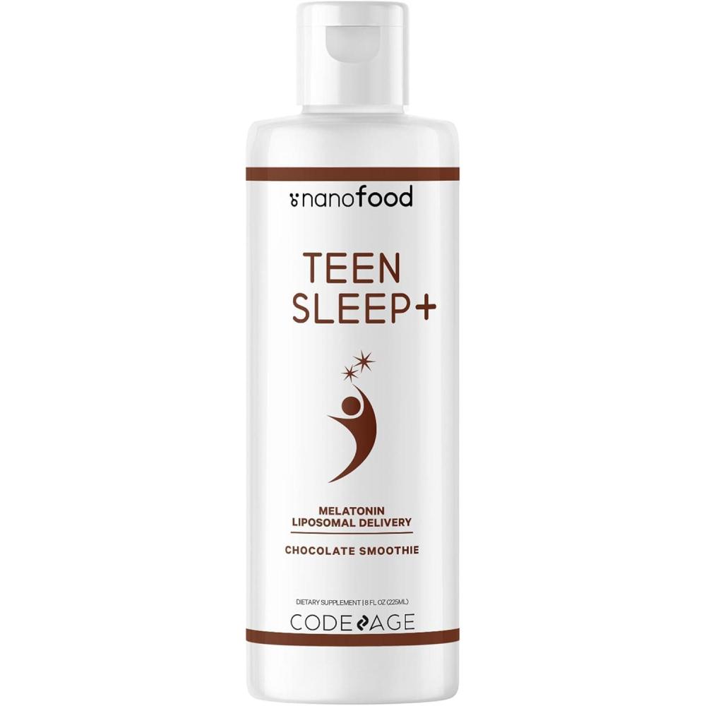image:imageCodeage Liposomal Teen Sleep Liquid Melatonin Supplement for Teenagers Vitamin E Phospholipid Complex Vegan Chocolate Smoothie Drops NonGMO Sugar Free 3 MonthSupply 90 Servings 8 fl oz