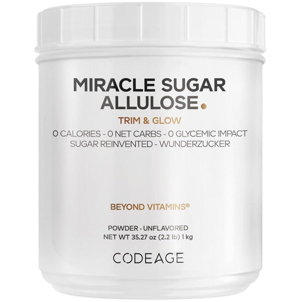 image:imageCodeage Miracle Sugar Allulose Powder Allpurpose Zero Calorie Allulose Sweetener 3 Month Supply 0 NetCarbs Rare Sugar Alternative to Stevia Aspartame amp Liquid NonGMO 3527 Oz