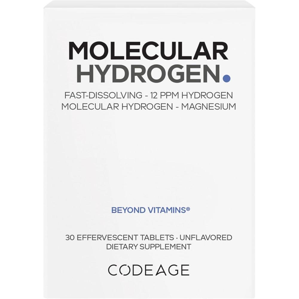 image:imageCodeage Molecular Hydrogen Supplement FastDissolving 12 PPM Hydrogen Water Tablets with Elemental Magnesium Hydration Tablet Body Function Unflavored Vegan NonGMO GlutenFree 30 Tablets