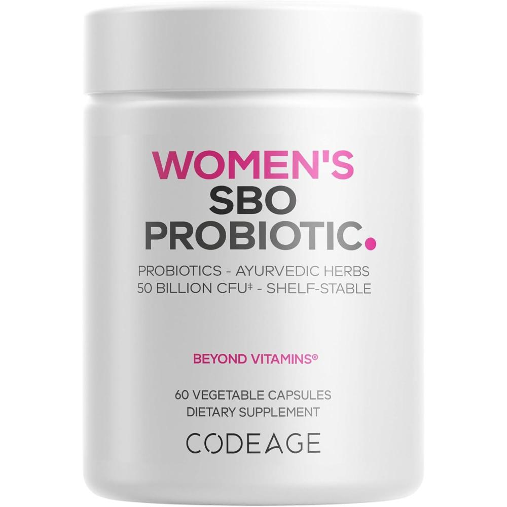 image:imageCodeage Womens Probiotics Supplement 50 Billion CFUs SBO Probiotics amp Prebiotics Cranberries Feminine Health Fermented Botanical Blend Whole Food Supplement Vegan NonGMO 60 Capsules60 Count Pack of 1