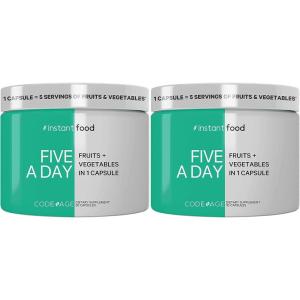 Codeage 5 Servings of Fruits & Veggies Equivalent in 1 Single Capsule, Whole Food Non-GMO, 15 Greens & Fruits All-in-One Pill, Eat Vegetables for Wellness Vegan Vitamins Supplement, 60 ct